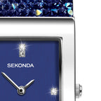 Sekonda Rocks Ladies Watch with Blue Stone Set Leather Strap 2758