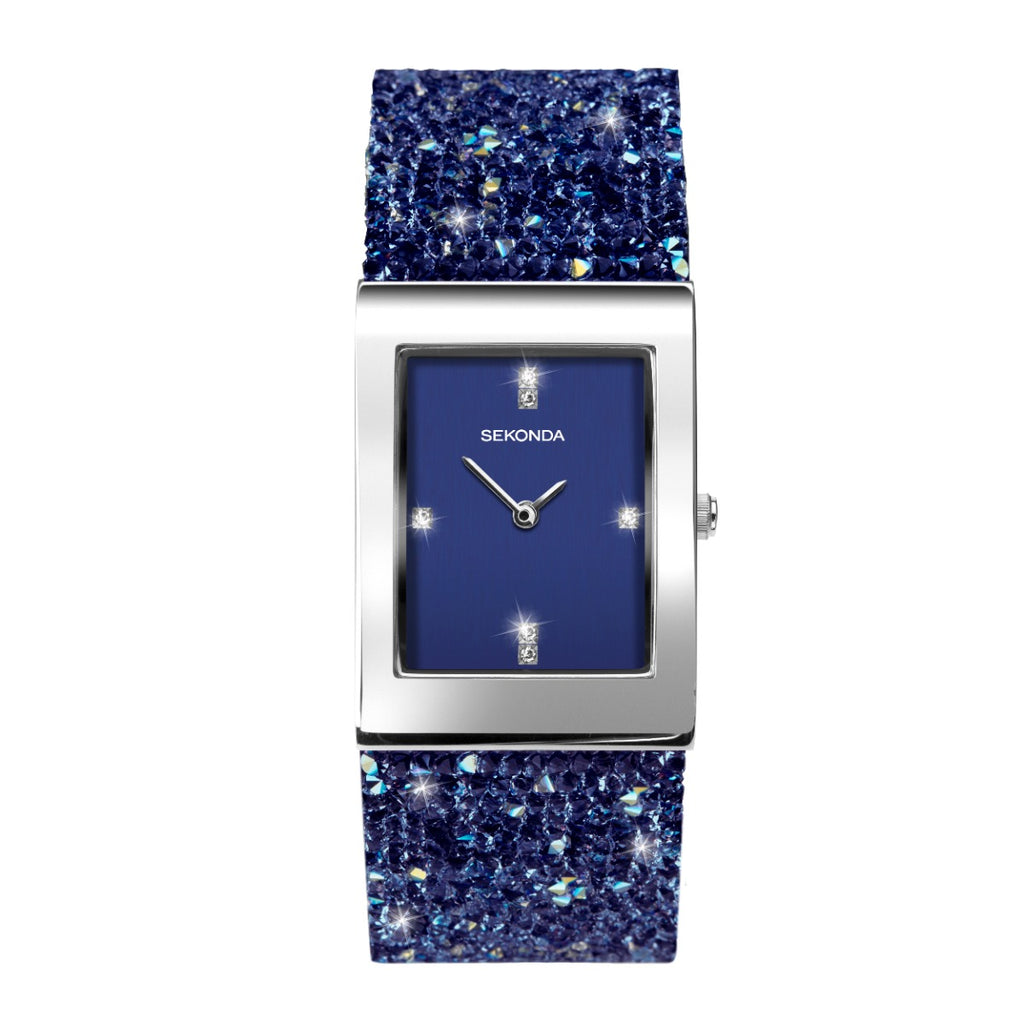 Sekonda Rocks Ladies Watch with Blue Stone Set Leather Strap 2758