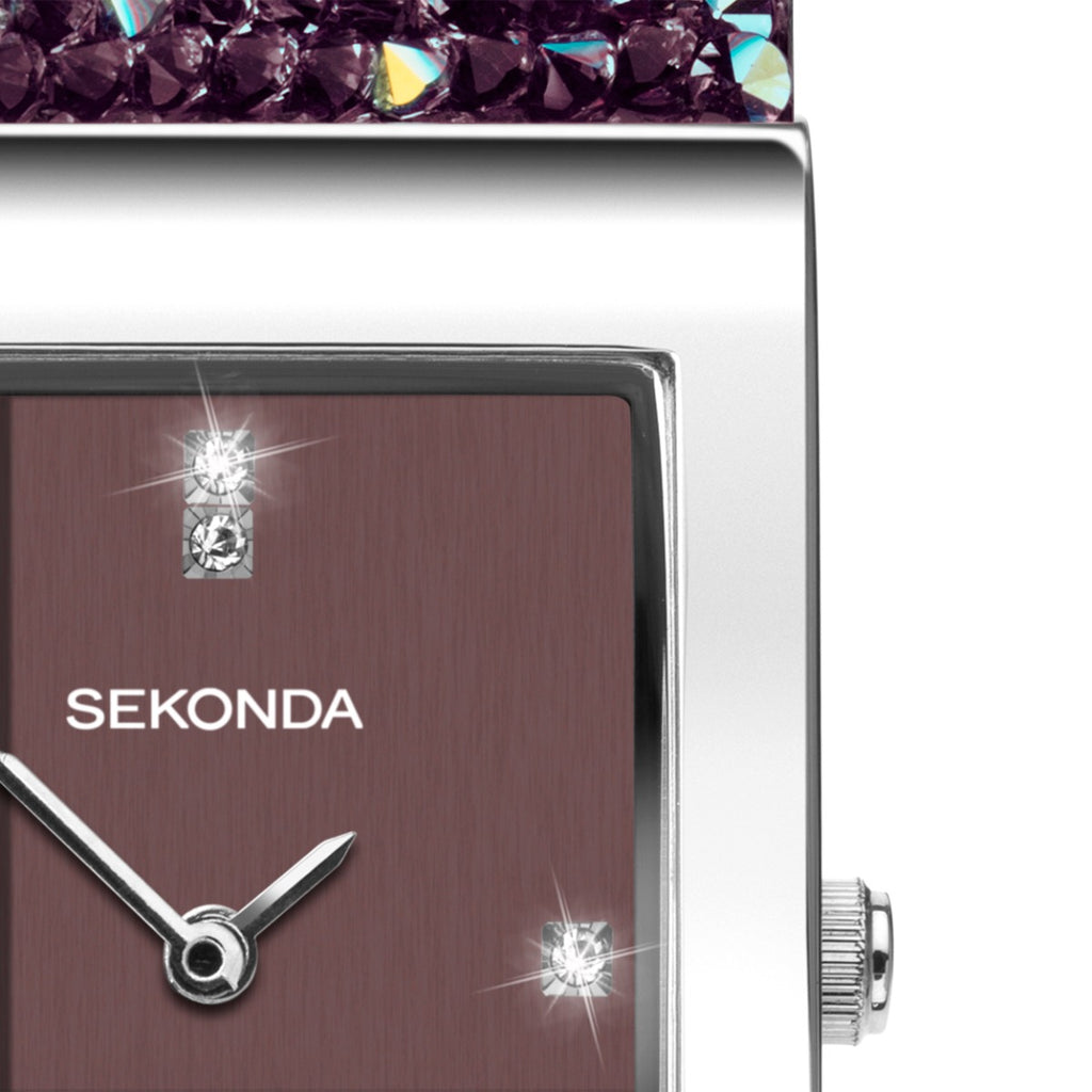 Sekonda Rocks Ladies Watch with Purple Crystal Set Leather Strap 2857