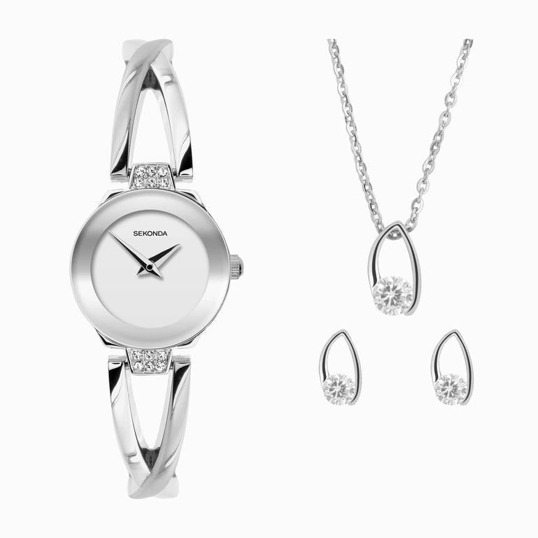 Sekonda Ladies Silver Watch and Jewellery Gift Set 49032