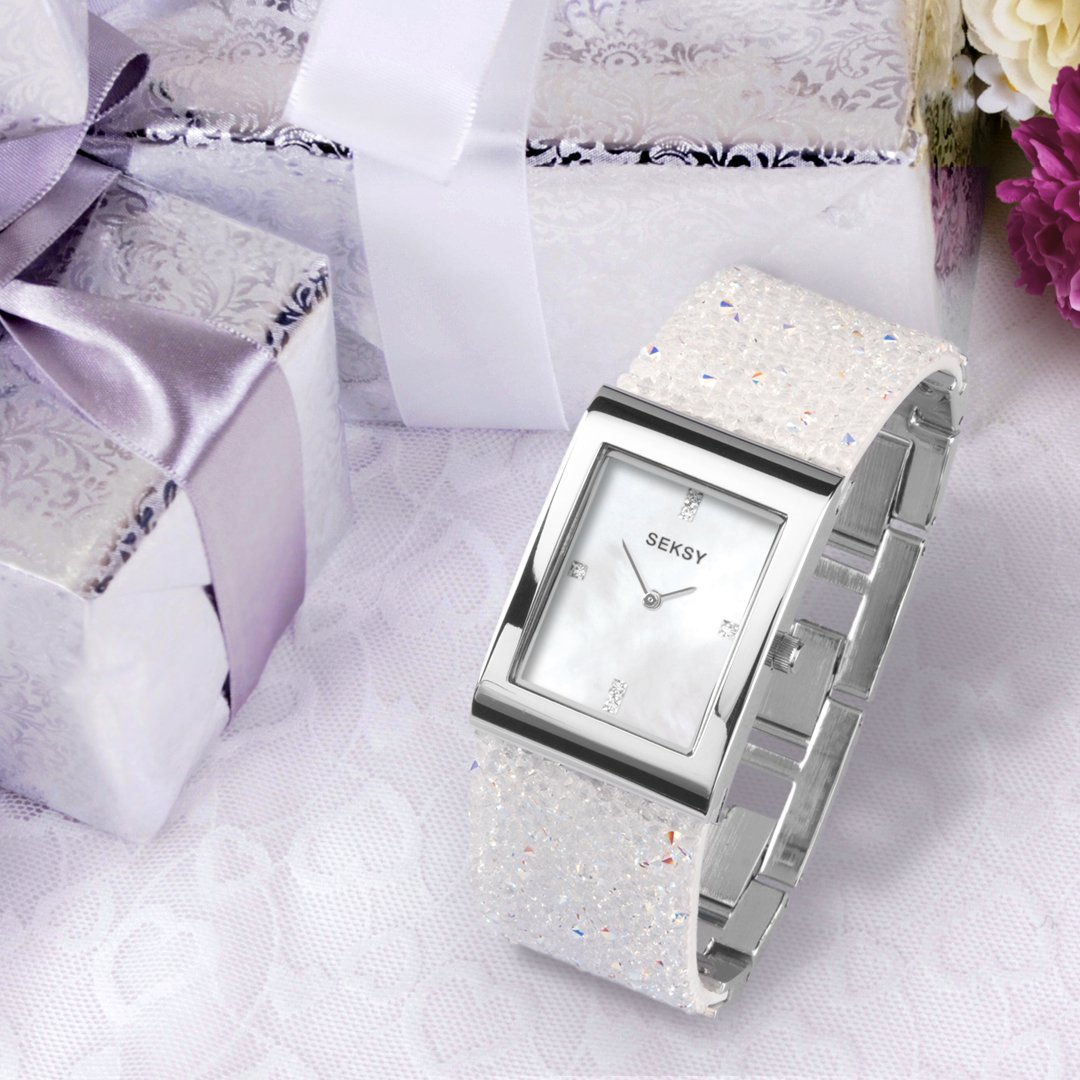 Gwylio Swarovski Gwyn ac Arian Merched Seksy Rocks 2667