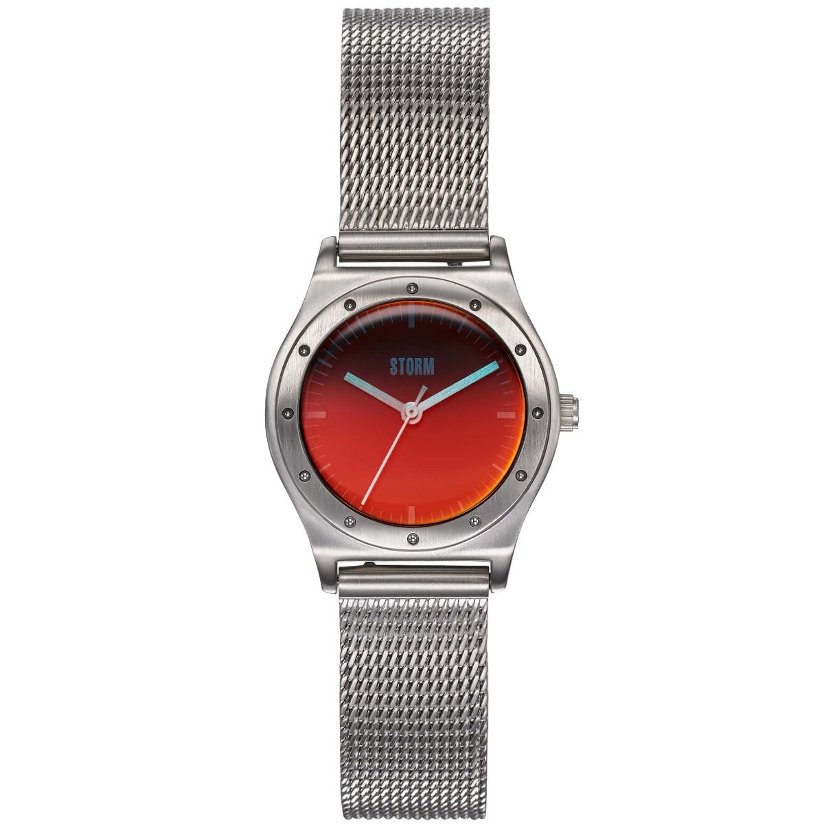 STORM SIAN Lazer RED Watch with Red Dial and Silver Milanese Strap 47485/R