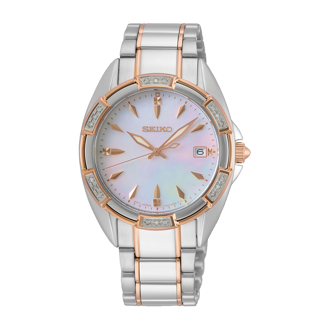 Cloc Menywod Seiko gyda Breichled Dur Di-staen SKK878P1