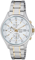 Seiko Mens White Chronograph Dial Two Tone Bracelet Watch SKS479P1