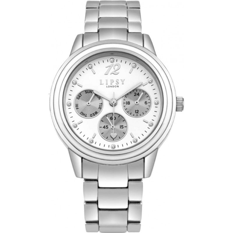 Lipsy Ladies Watch with White Dial and Silver Bracelet SLP006SM