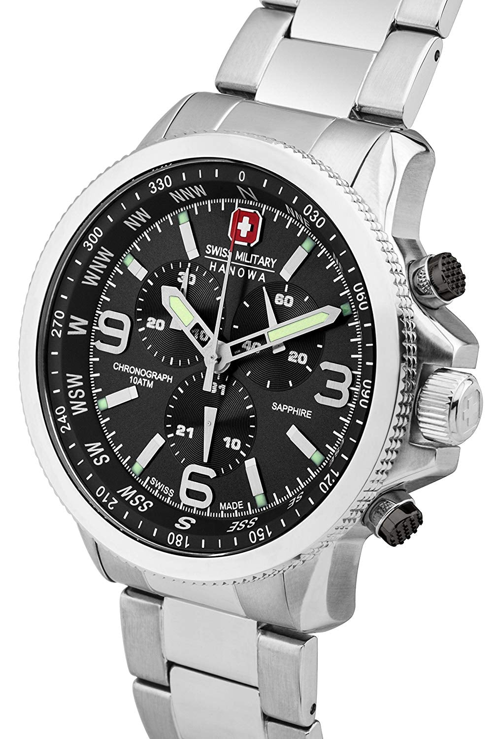 Swiss Military Men's Black Chronograph Watch SM34208AEU/H04MS