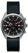 Swiss Military Squadron Men's Watch with Black Dial and Black Leather Strap SM34302AEU/H02S