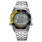 Seiko Mens Digital Watch with Black and Yellow Dial Silver Bracelet SMGG17P1