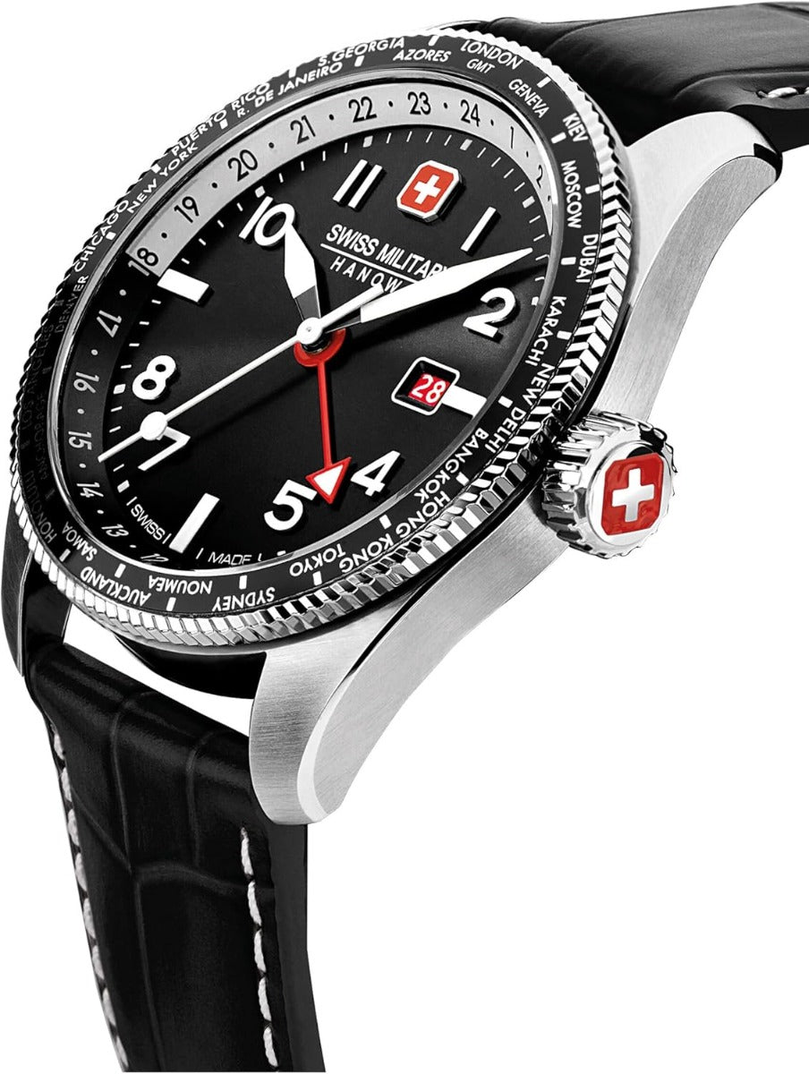 Swiss Military Hawk Eye Mens Watch with Black Dial and Black Strap SMWGB0000504