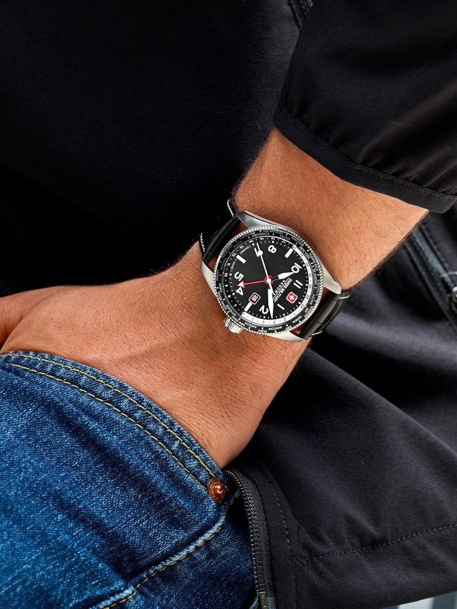 Swiss Military Hawk Eye Mens Watch with Black Dial and Black Strap SMWGB0000504