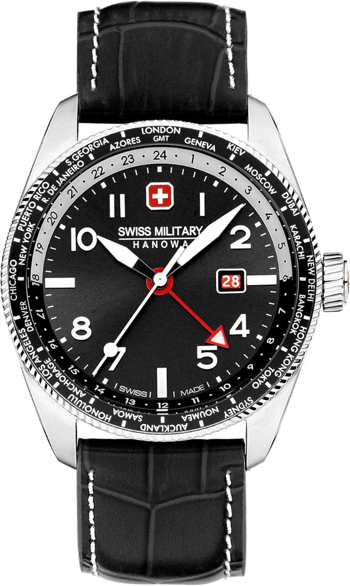 Orologio da uomo Swiss Military Hawk Eye con quadrante nero e cinturino nero SMWGB0000504