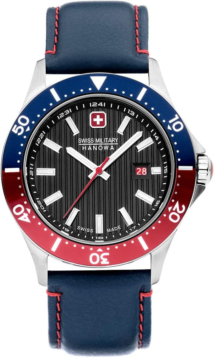 Cloc Mynwes y Dynion Swiss Military Hanowa gyda Deial Du SMWGB2100608