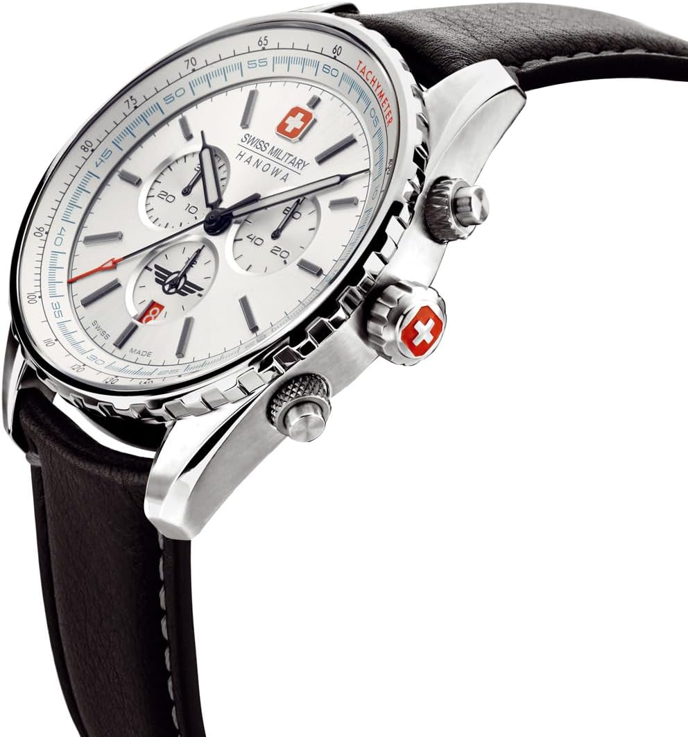 Swiss Military Afterburn Mens Chronograph Watch with White Dial and Black Strap SMWGC0000302