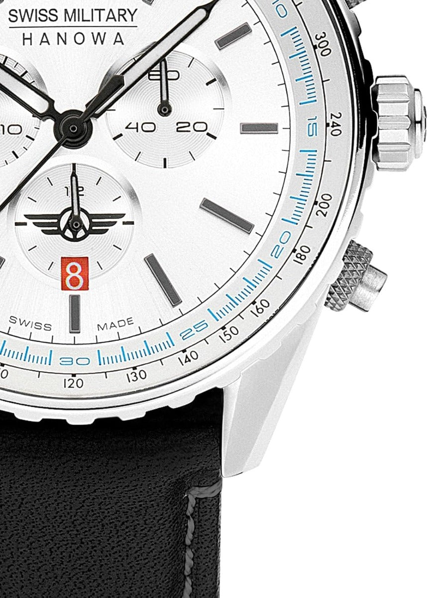 Swiss Military Afterburn Mens Chronograph Watch with White Dial and Black Strap SMWGC0000302