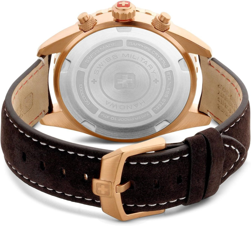 Swiss Military Afterburn Mens Chronograph Watch with Grey Dial and Brown Strap SMWGC0000320