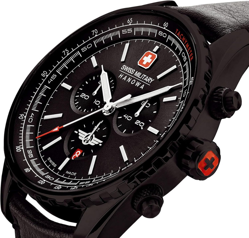 Swiss Military Afterburn Mens Watch with Black Dial and Black Strap SMWGC0000330