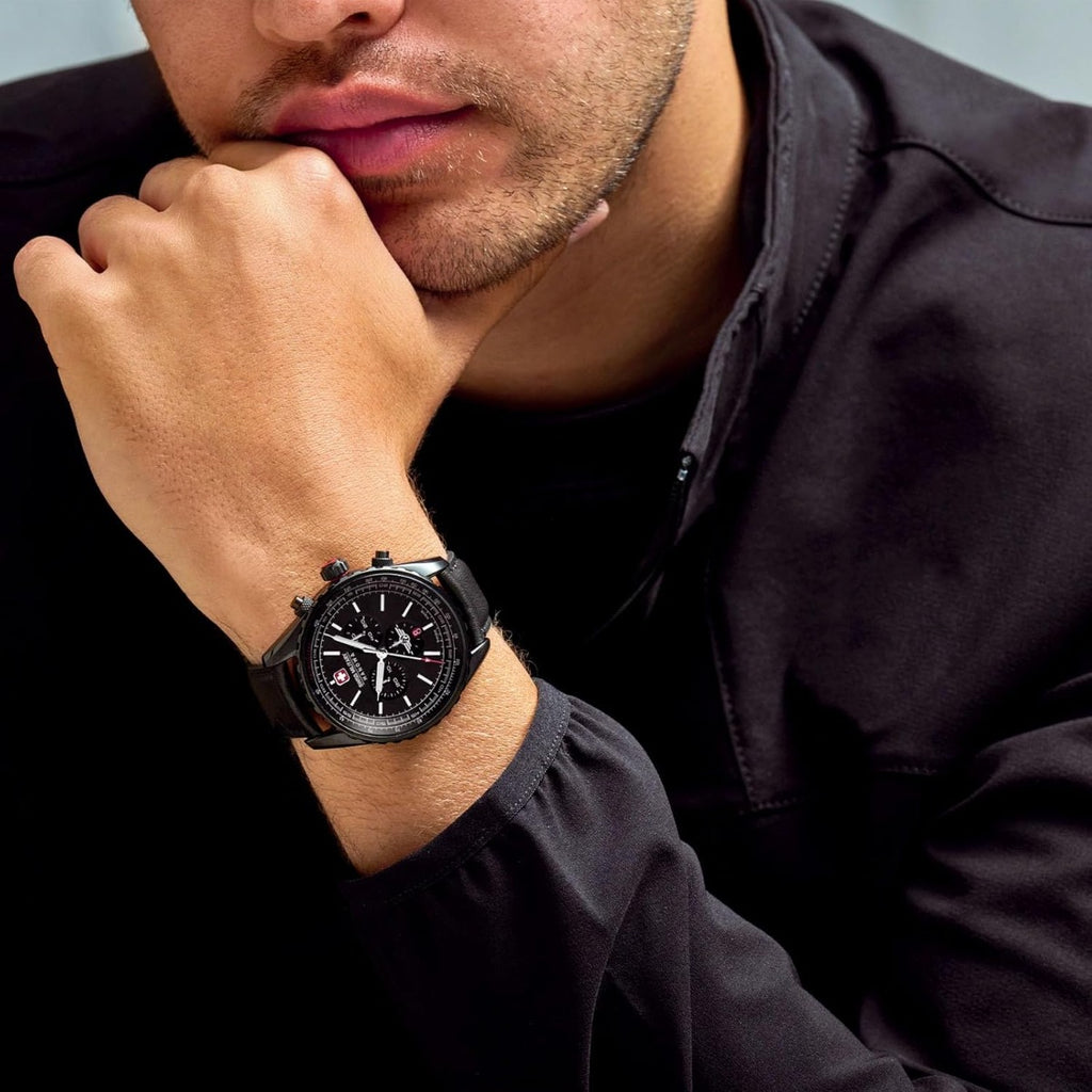 Swiss Military Afterburn Mens Watch with Black Dial and Black Strap SMWGC0000330