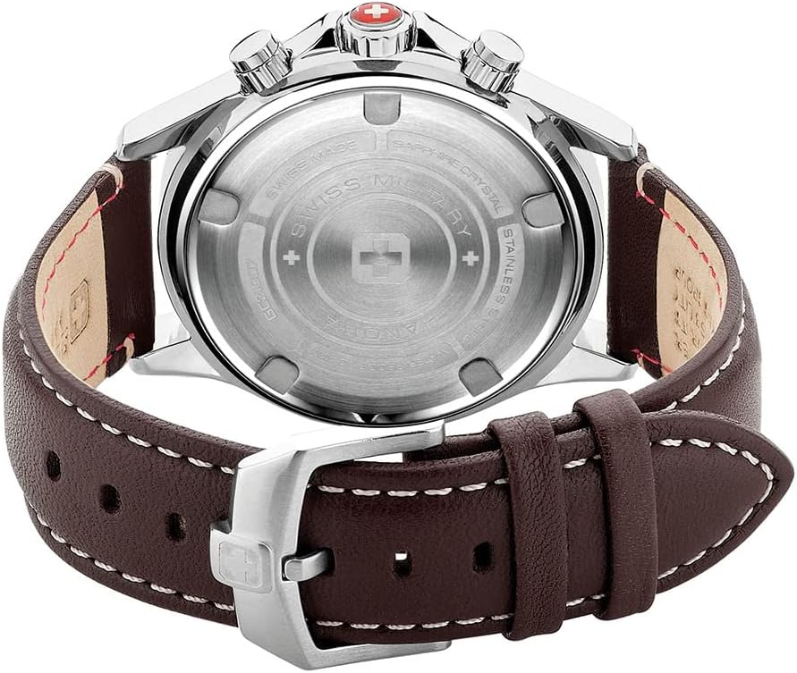 Swiss Military Mens Watch with Blue Dial and Brown Strap SMWGC2100706