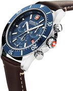 Swiss Military Mens Watch with Blue Dial and Brown Strap SMWGC2100706