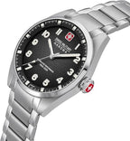 Swiss Military Mens Watch with Black Dial and Silver Strap SMWGG0001503