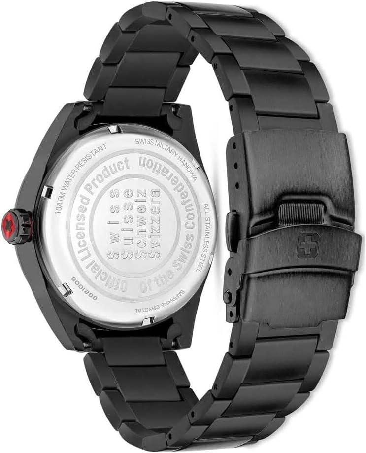 Swiss Military Mens Watch with Black Dial and Black Strap SMWGG2100530