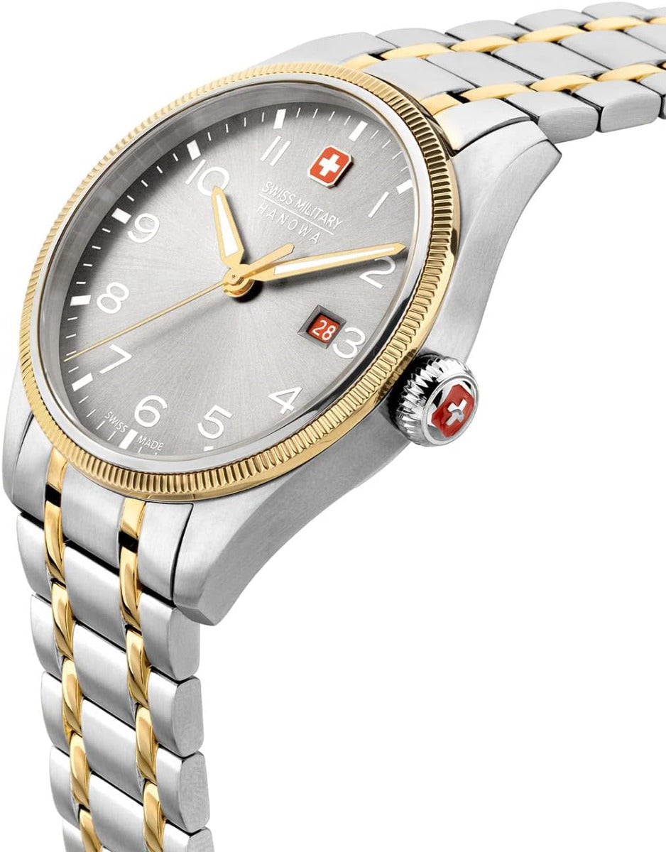 Swiss Military Mens Watch with Grey Dial and Two Tone Stainless Steel Strap SMWGH0000860