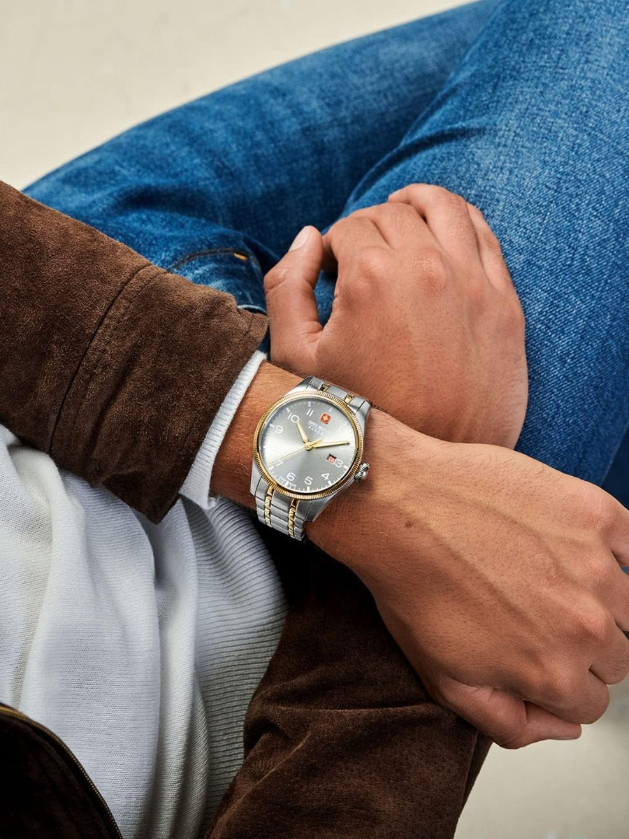 Swiss Military Mens Watch with Grey Dial and Two Tone Stainless Steel Strap SMWGH0000860