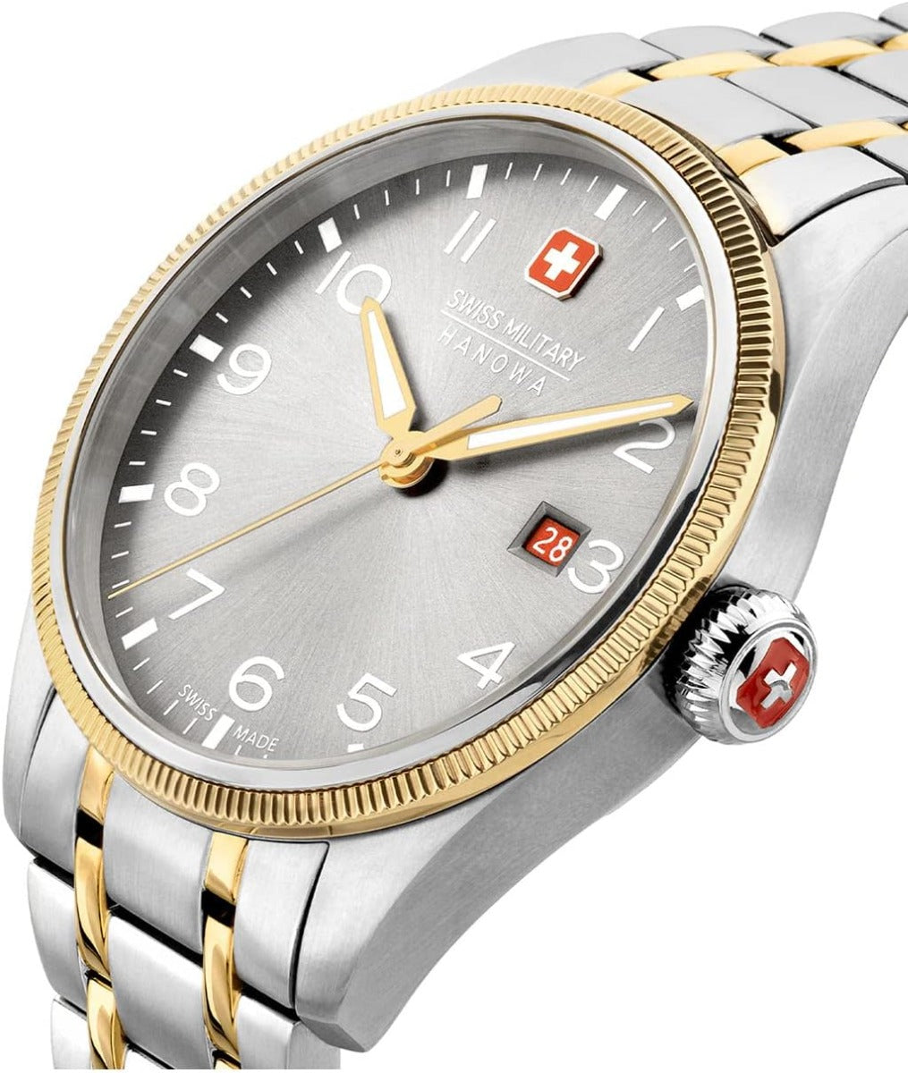 Swiss Military Mens Watch with Grey Dial and Two Tone Stainless Steel Strap SMWGH0000860