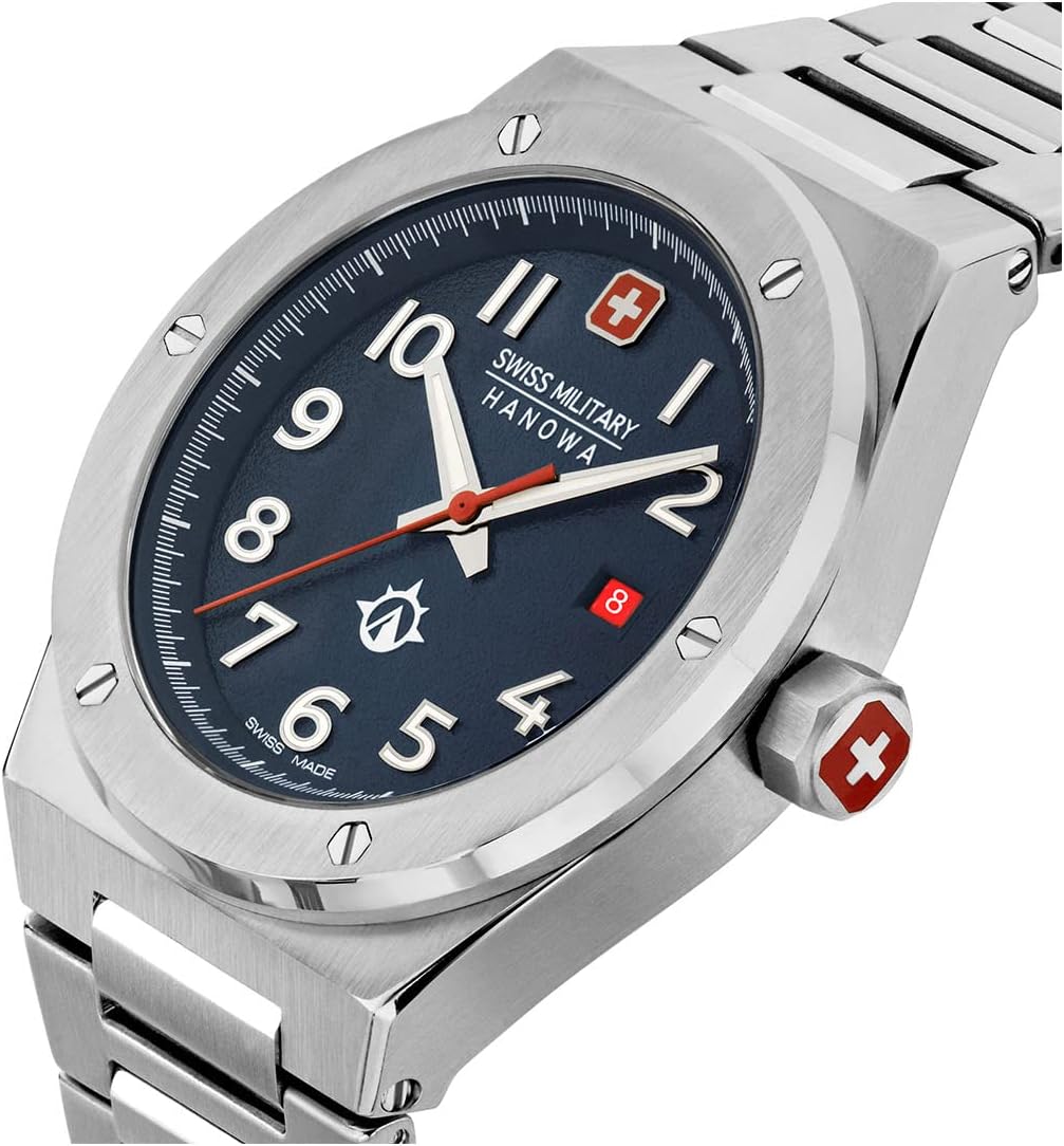 Swiss Military Men's Watch with Blue Dial and Silver Strap SMWGH2101903
