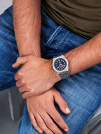Swiss Military Men's Watch with Blue Dial and Silver Strap SMWGH2101903