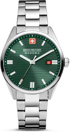 Swiss Military Mens Watch with Green Dial and Silver Stainless Steel Strap SMWGH2200105