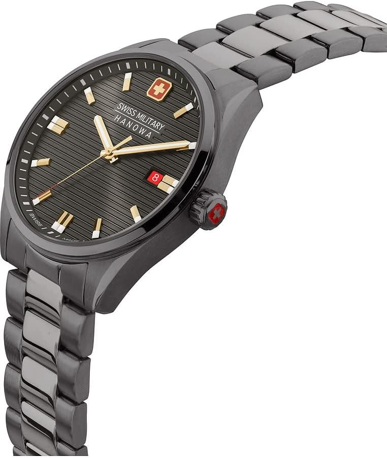 Swiss Military Mens Watch with Grey Dial and Grey Stainless Steel Strap SMWGH2200141