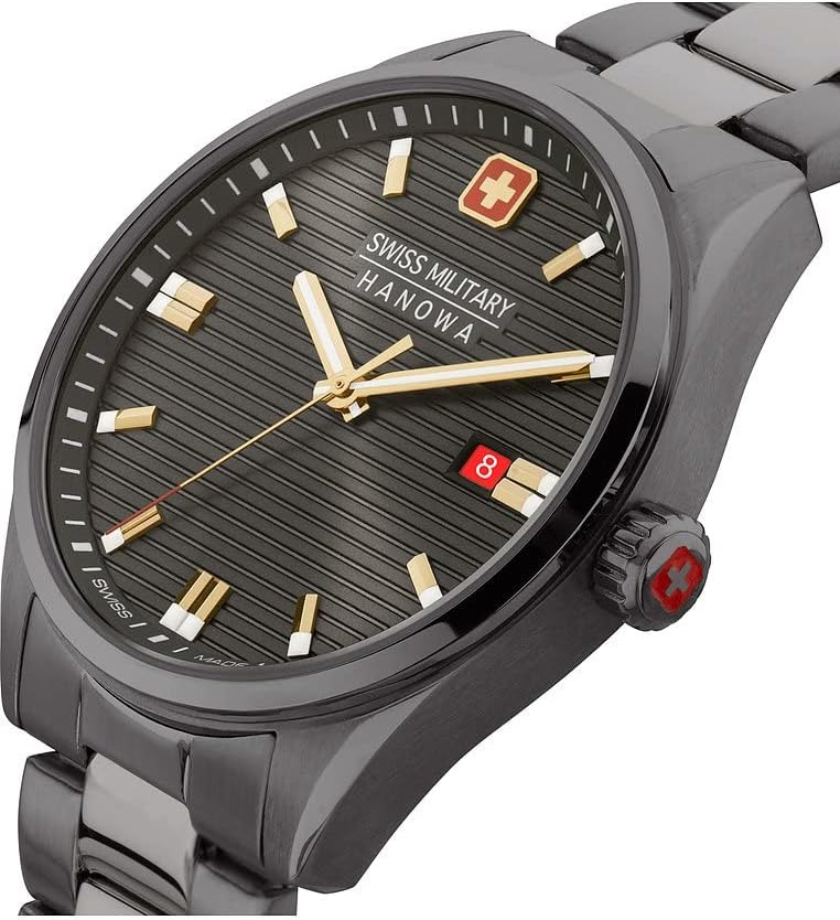 Swiss Military Mens Watch with Grey Dial and Grey Stainless Steel Strap SMWGH2200141