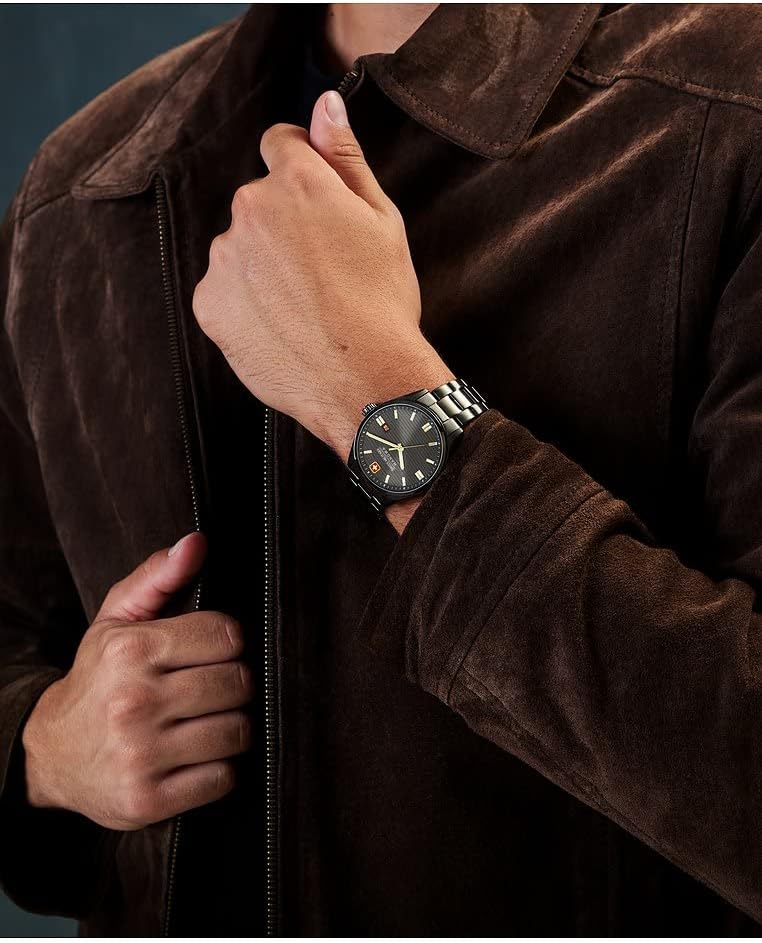 Swiss Military Mens Watch with Grey Dial and Grey Stainless Steel Strap SMWGH2200141