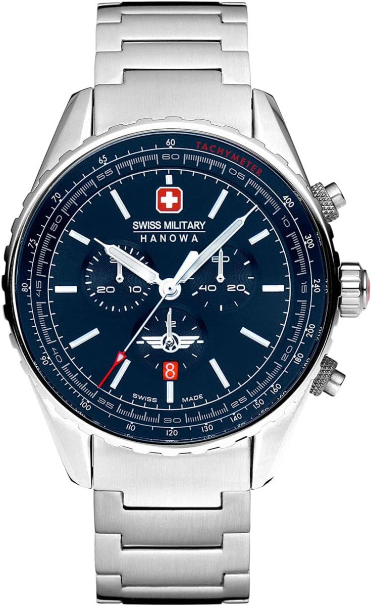 Watsh Gronograff Dynion Swiss Military gyda Strap Arian SMWGI0000304