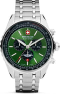 Swiss Military Mens Watch with Green Dial and Silver Stainless Steel Strap SMWGI0000307