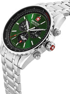 Swiss Military Mens Watch with Green Dial and Silver Stainless Steel Strap SMWGI0000307