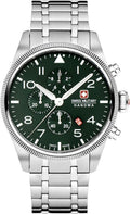 Oriawr Gromniwlog Dynion Swiss Military gyda Deial Gwyrdd a Strap Arian SMWGI0000404