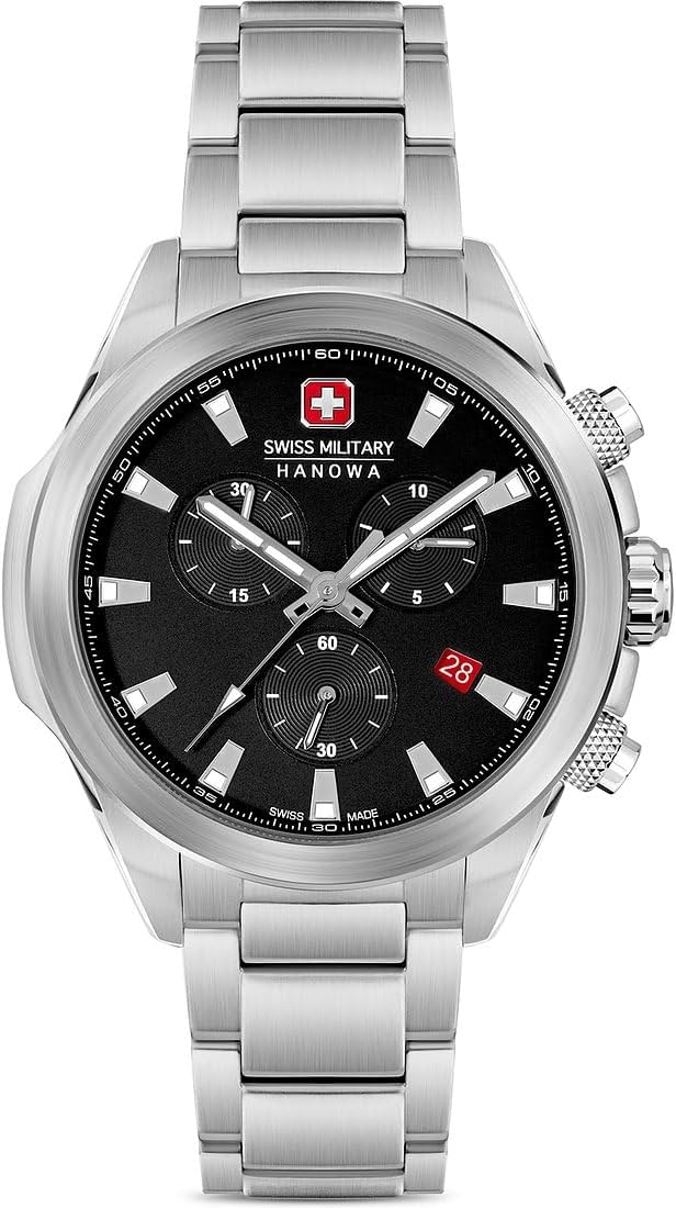 Wats Dynion Chiroptera Swiss Military gyda Deial Du a Strap Arian SMWGI0001901