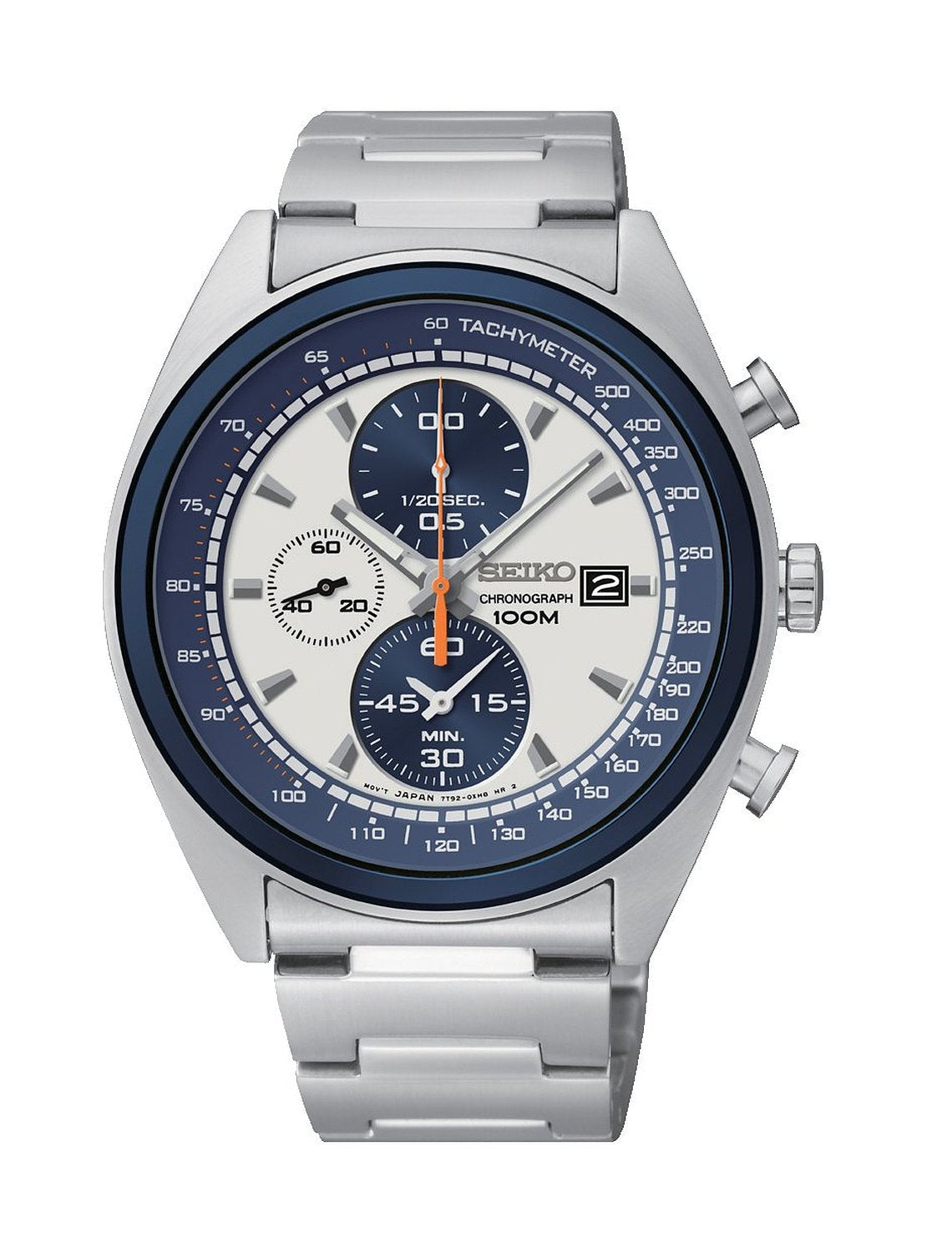 Seiko Mens White Chronograph Dial Stainless Steel Strap Watch SNDF87P1