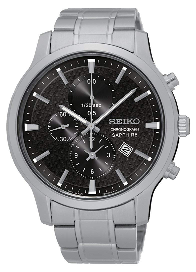 Gwylio Cronograff Cwarts Analog i Ddynion Seiko gyda Breichled Dur Di-staen SNDG67P1