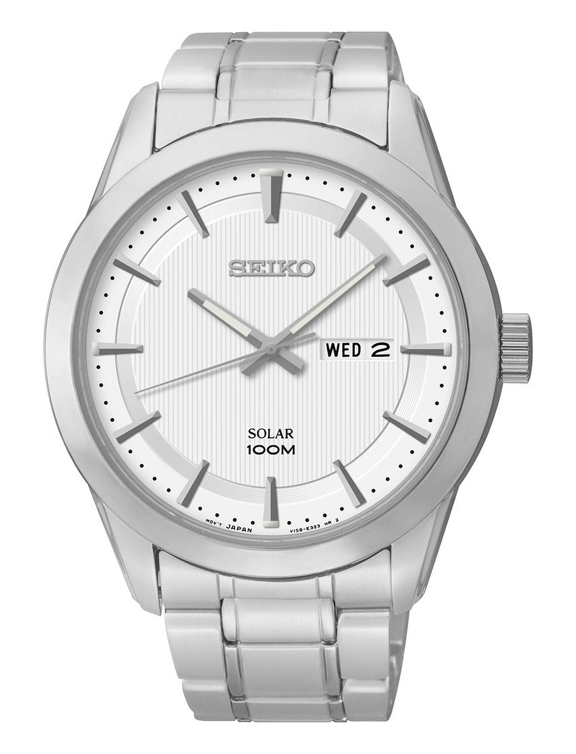 Gents Mens Stainless Steel Seiko Solar Bracelet Watch with Date. SNE359P1