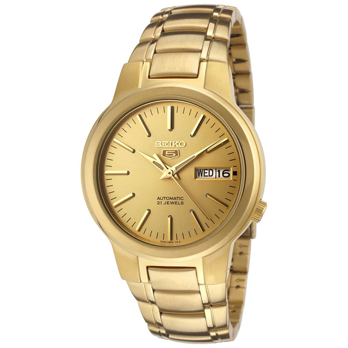 Seiko 5 Mens Automatic Gold Dial Watch SNKA10K1