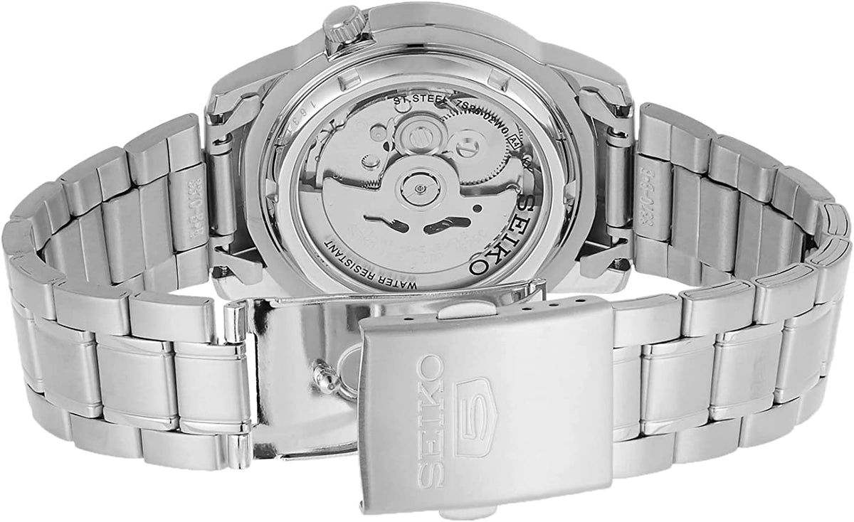 Seiko Mens Automatic Watch with Black Dial and Stainless Steel Strap SNKE53K1