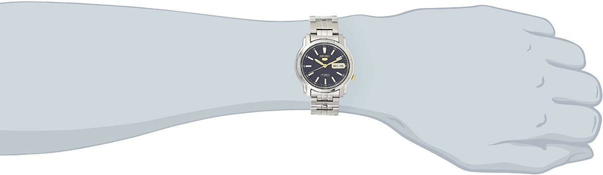 Gwylio Awtomatig i Ddynion Seiko gyda Deial Glas a Strap Arian SNKL79K1 **Ailwampiedig**