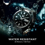 Seiko 5 Mens Automatic Watch SNXS79 with Black Dial and Silver Stainless Steel Bracelet