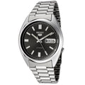 Seiko SNXS79K - 5 Gent Men's Automatic Analogue Watch, Black Dial, Steel Bracelet Grey