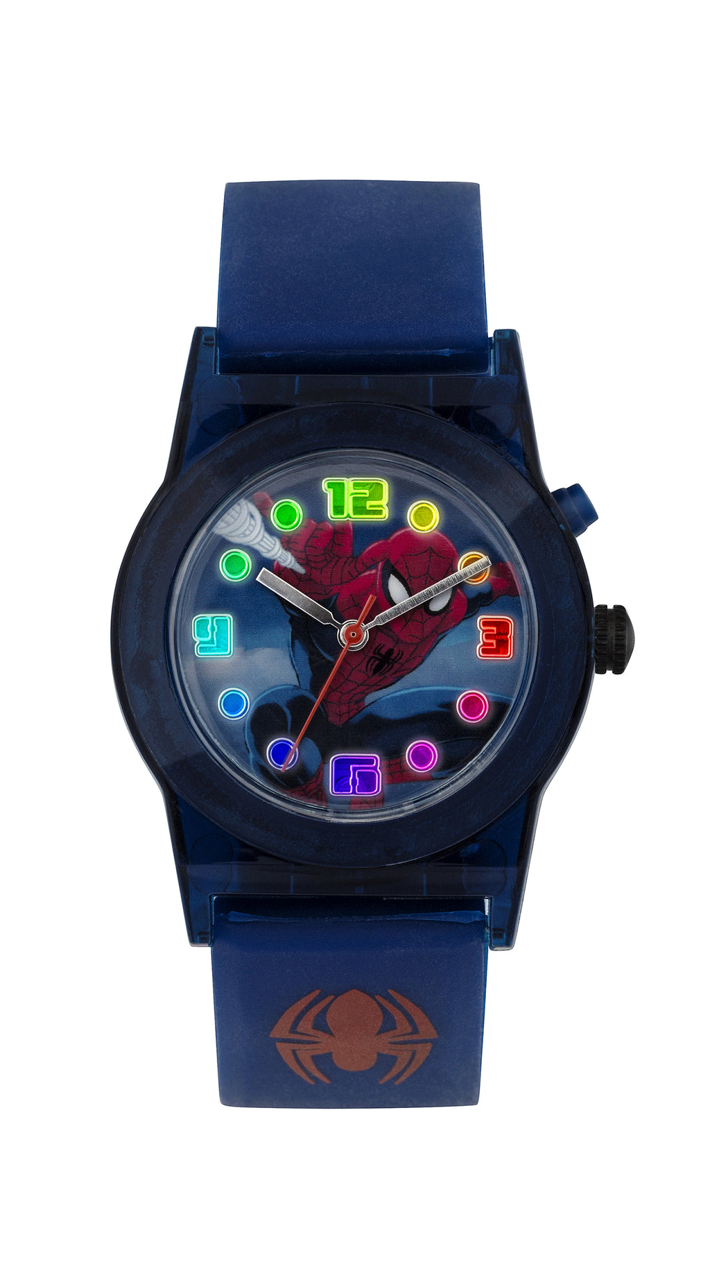 Tikkers Spiderman Light Up Kids Analogue Watch With Blue PU Strap SPD3425PH