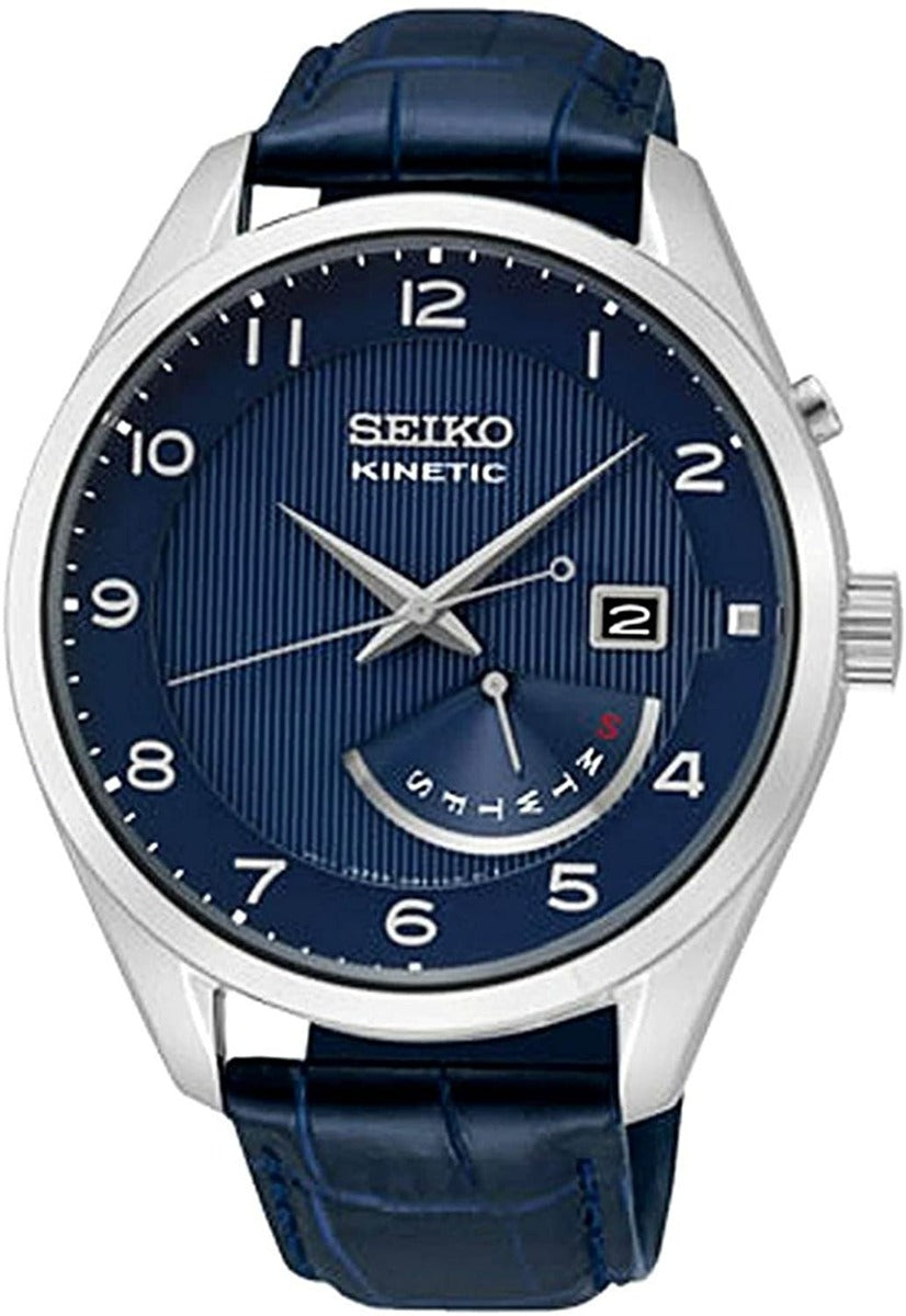 Gwylio Cinetig Dynion Seiko gyda Strap Glas a Deial Glas SRN061P1
