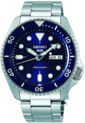 Gwylio Strap Arian Deial Glas Awtomatig i Ddynion Seiko 5 SRPD51K1 **Wedi'i Adnewyddu**